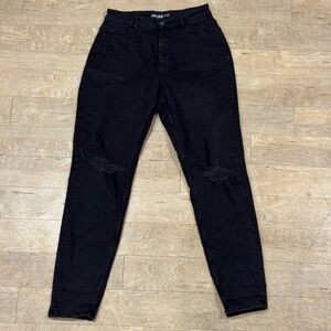 Pieces Black Distressed Skinny Jeans Size M